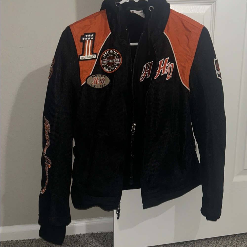 Harley-Davidson Black and Orange Panel Patch Jacket